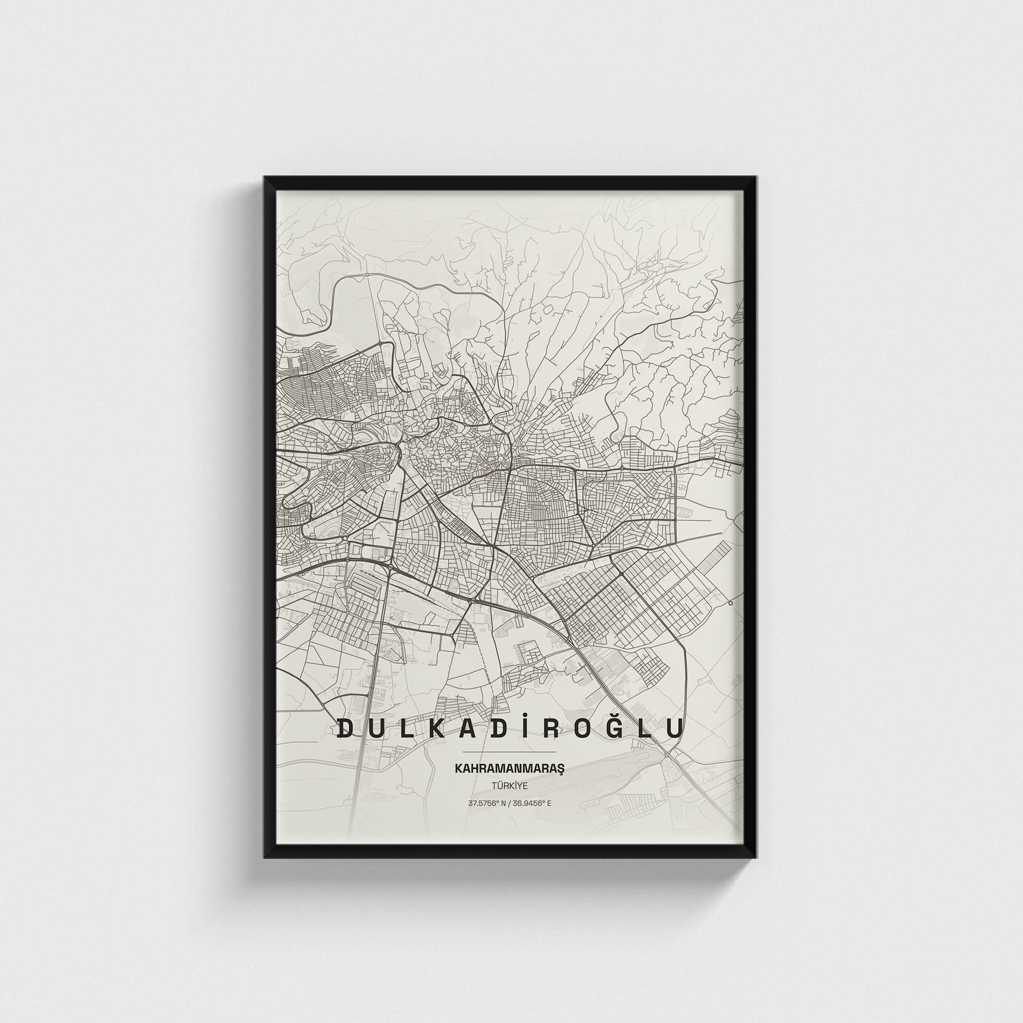 Kahramanmaraş Dulkadiroğlu İlçe Haritası Posteri
