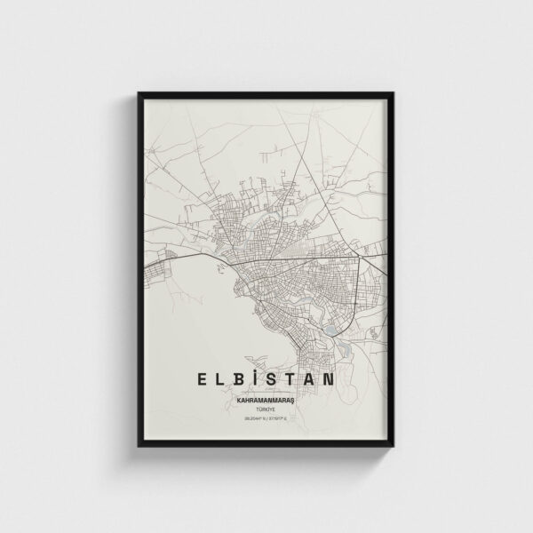 Kahramanmaraş Elbistan İlçe Haritası Posteri