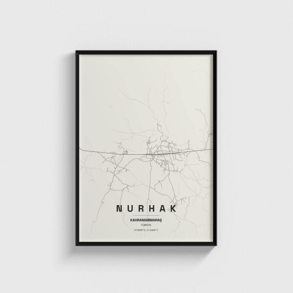Kahramanmaraş Nurhak İlçe Haritası Posteri
