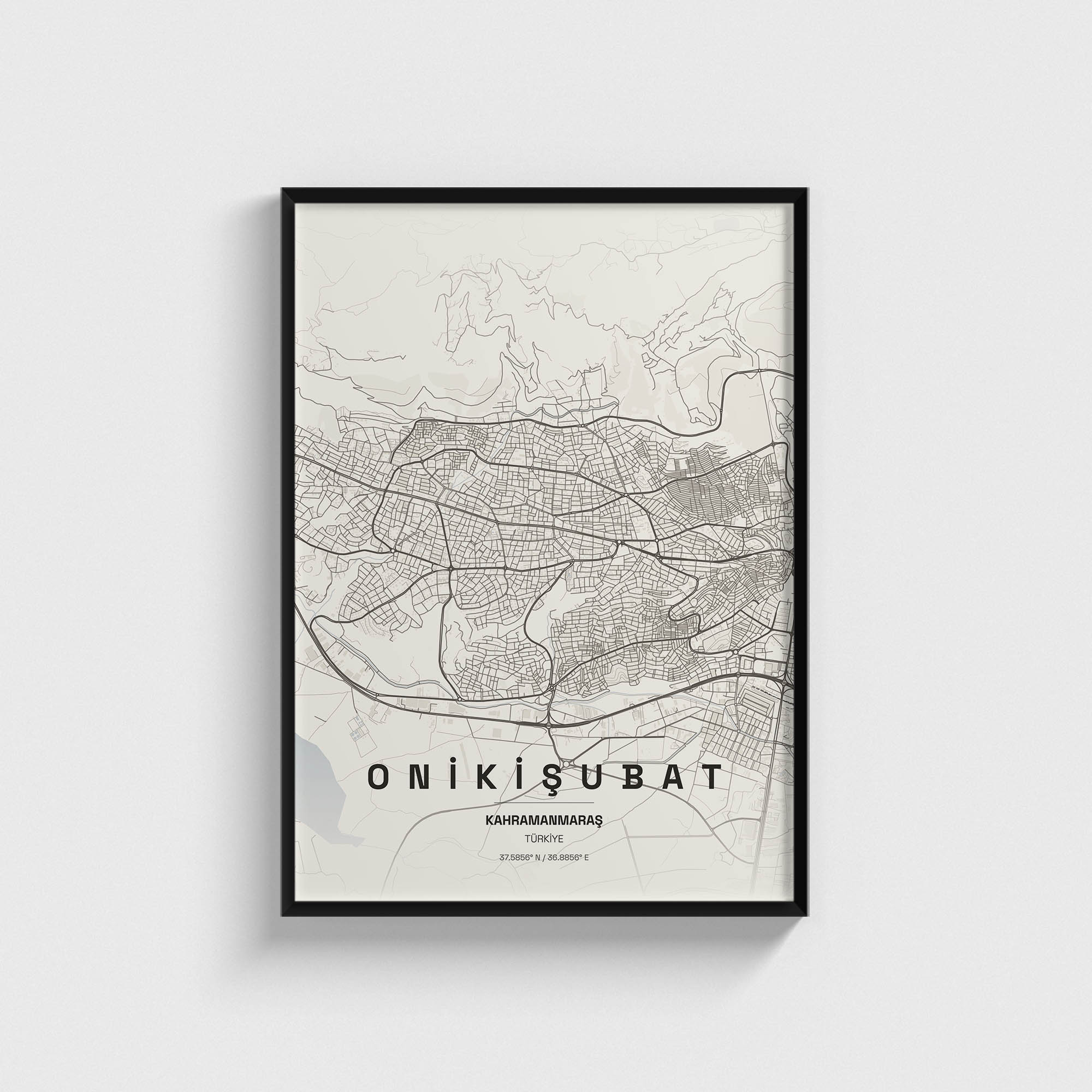 Kahramanmaraş Onikişubat İlçe Haritası Posteri