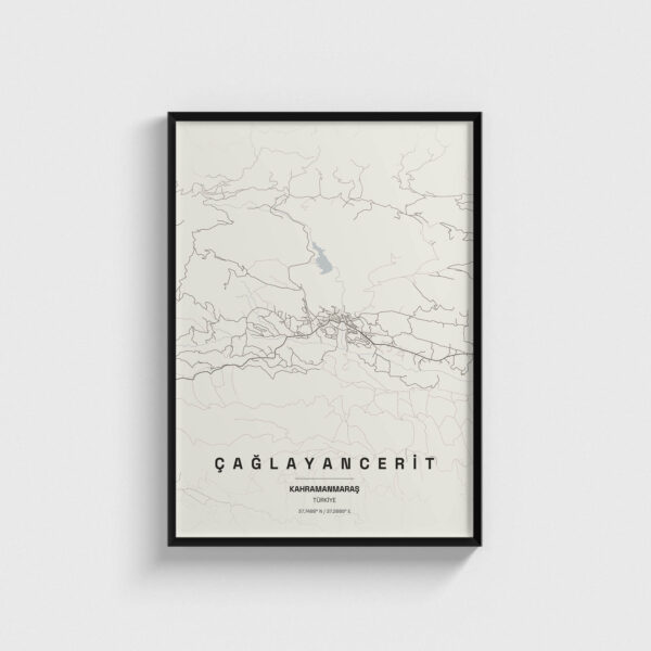 Kahramanmaraş Çağlayancerit İlçe Haritası Posteri