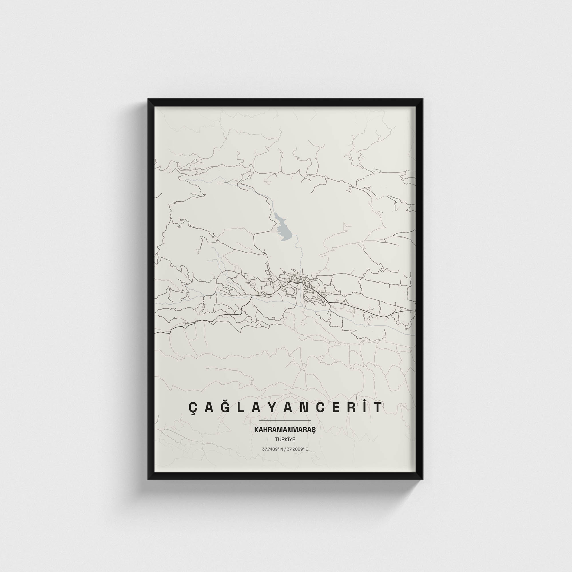 Kahramanmaraş Çağlayancerit İlçe Haritası Posteri