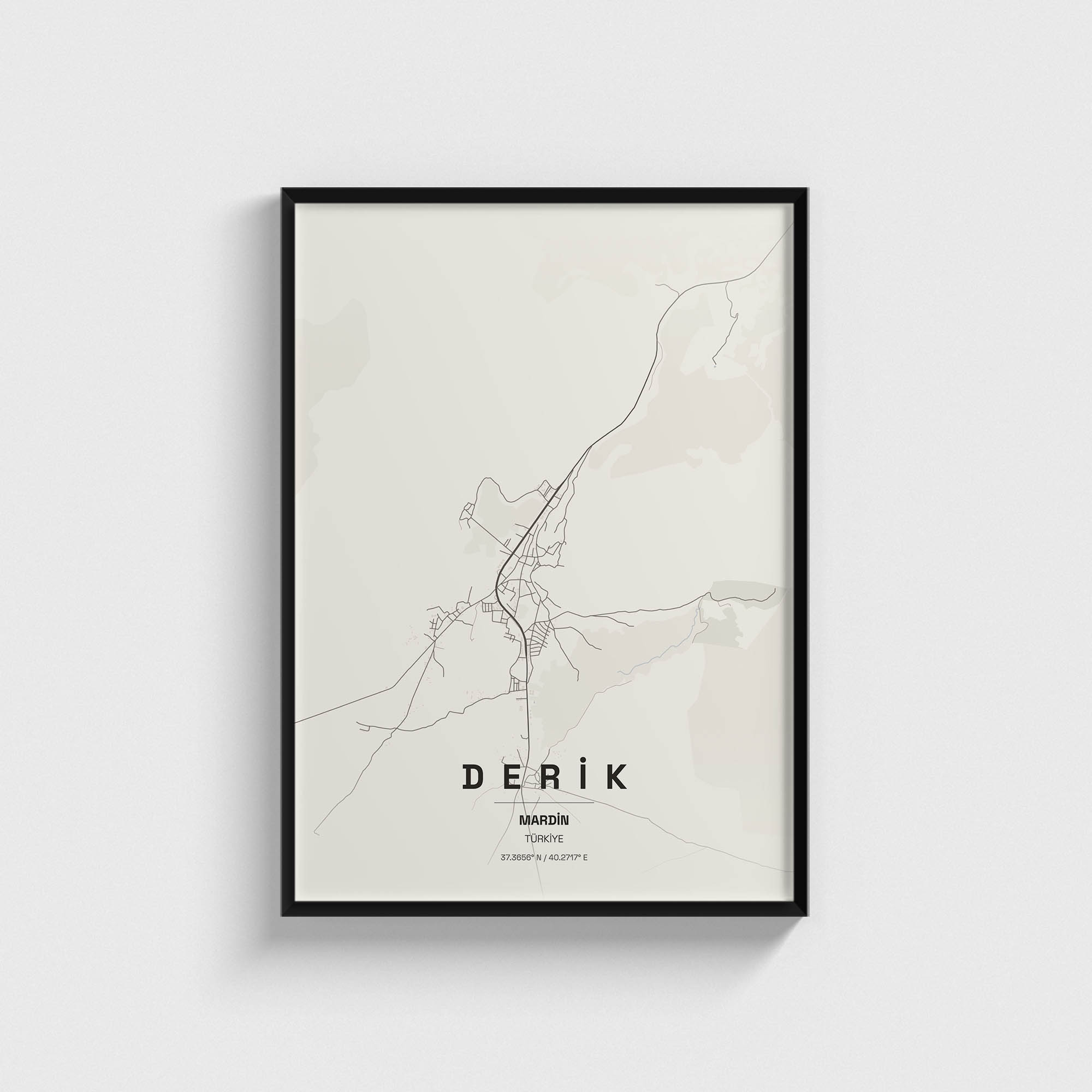 Mardin Derik İlçe Haritası Posteri
