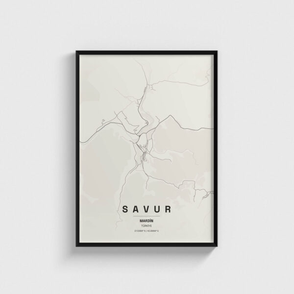 Mardin Savur İlçe Haritası Posteri