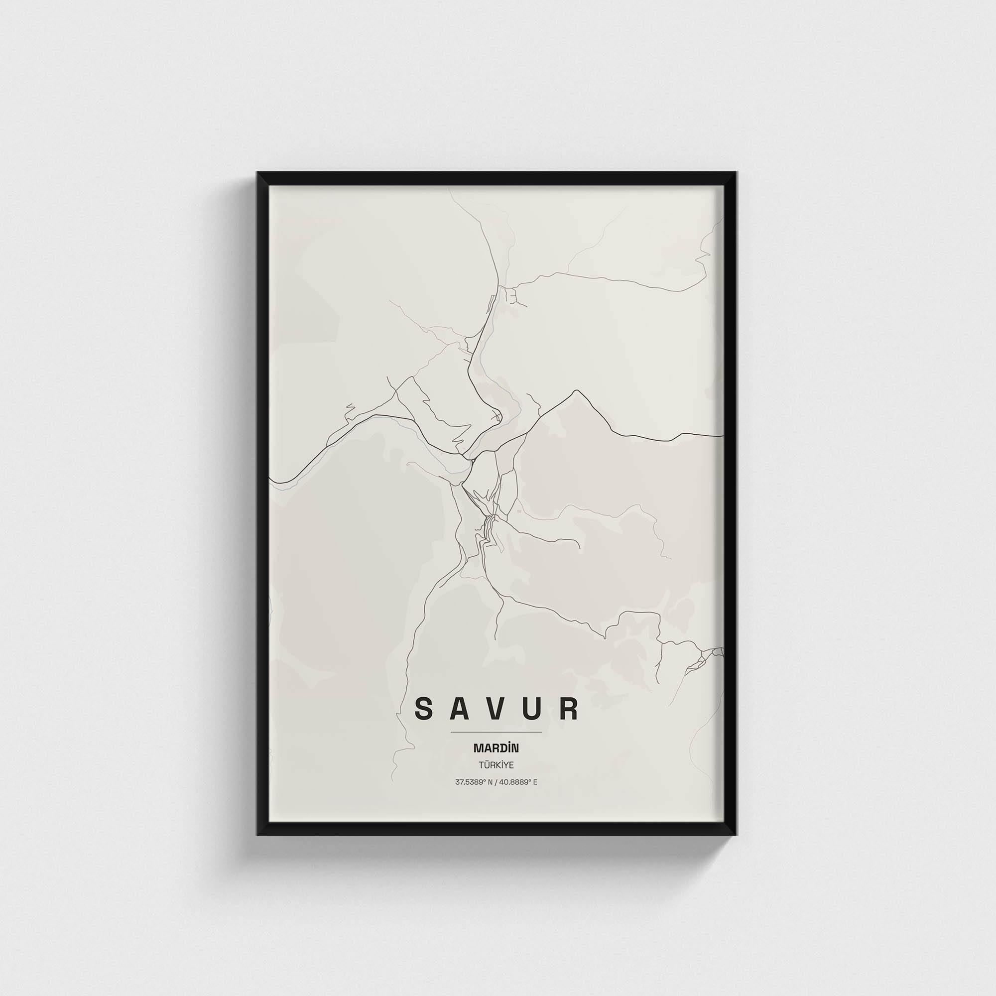 Mardin Savur İlçe Haritası Posteri