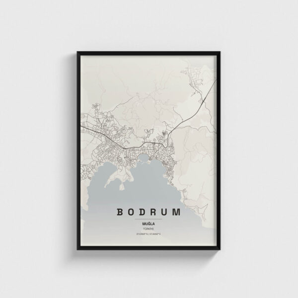 Muğla Bodrum İlçe Haritası Posteri