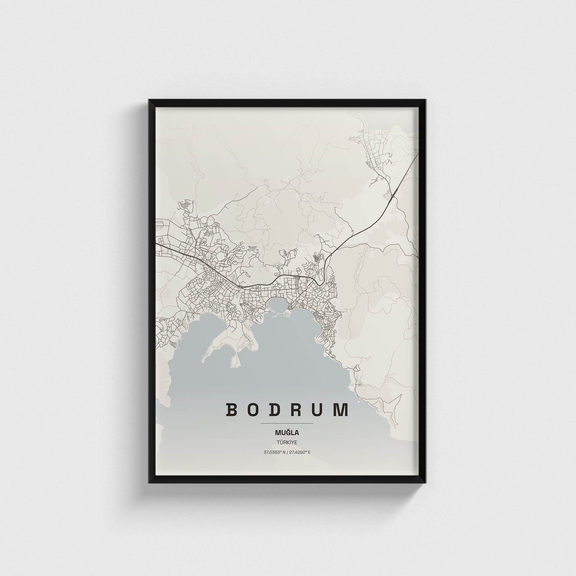 Muğla Bodrum İlçe Haritası Posteri