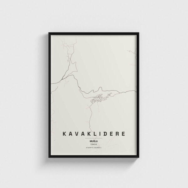 Muğla Kavaklıdere İlçe Haritası Posteri