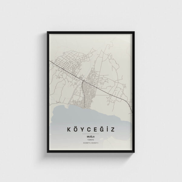 Muğla Köyceğiz İlçe Haritası Posteri