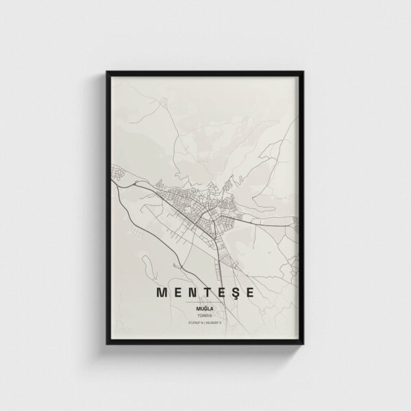 Muğla Menteşe İlçe Haritası Posteri