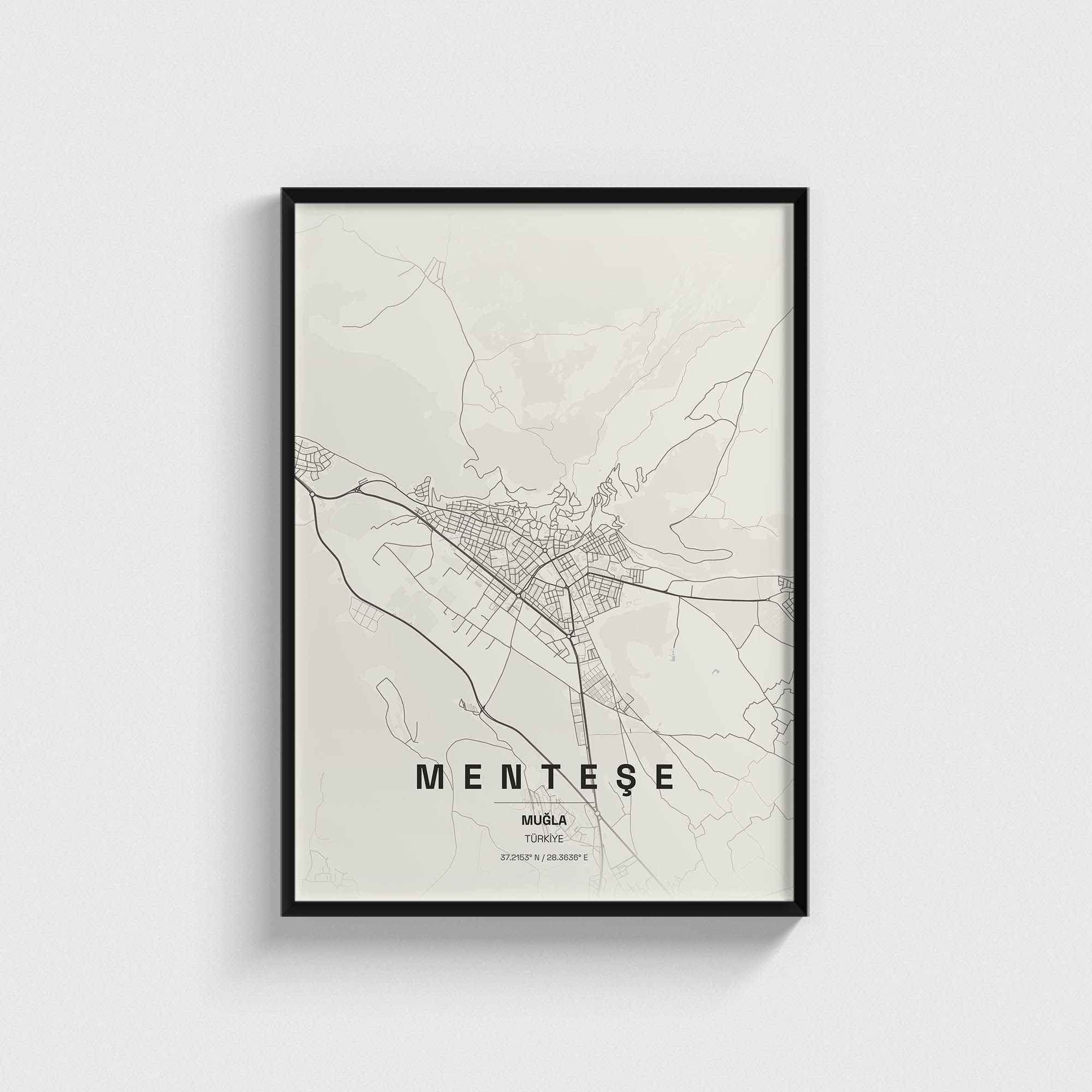 Muğla Menteşe İlçe Haritası Posteri