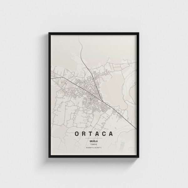 Muğla Ortaca İlçe Haritası Posteri