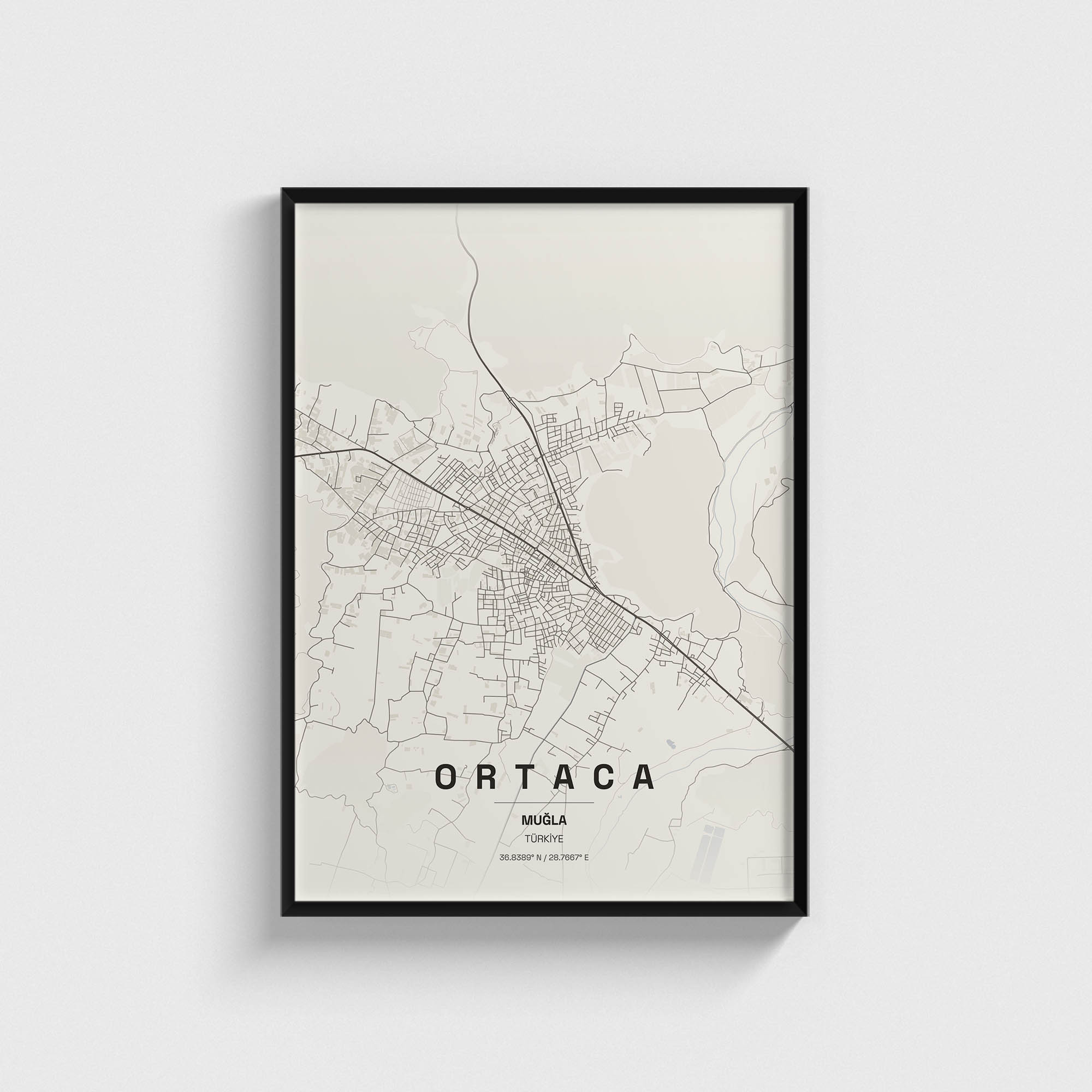Muğla Ortaca İlçe Haritası Posteri