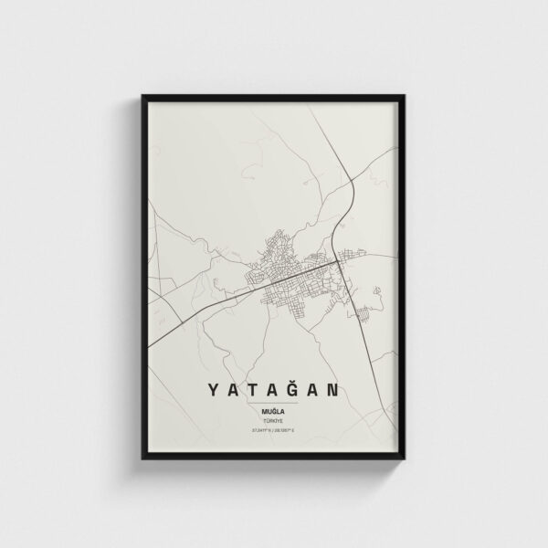 Muğla Yatağan İlçe Haritası Posteri