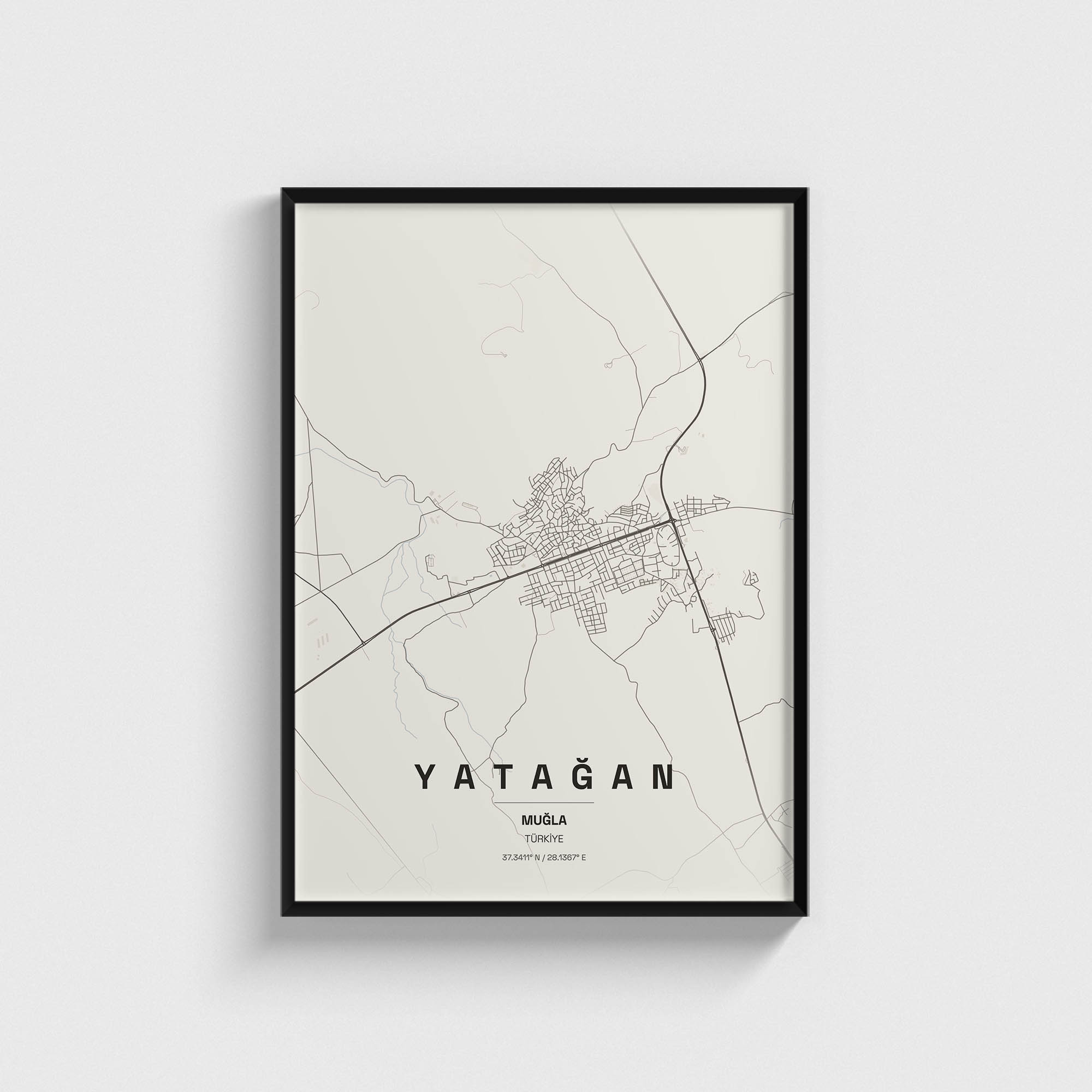 Muğla Yatağan İlçe Haritası Posteri
