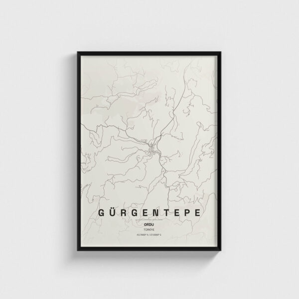 Ordu Gürgentepe İlçe Haritası Posteri