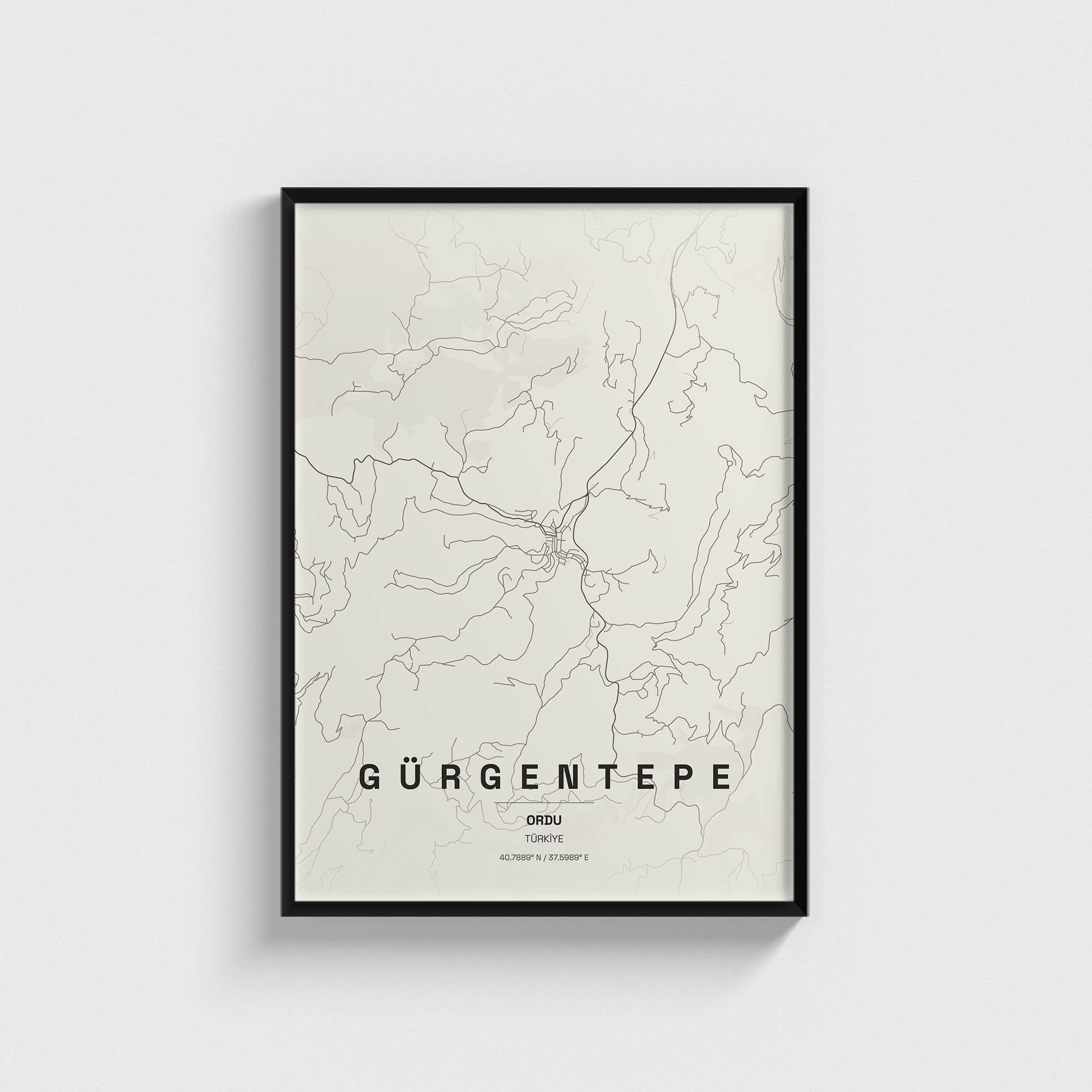 Ordu Gürgentepe İlçe Haritası Posteri