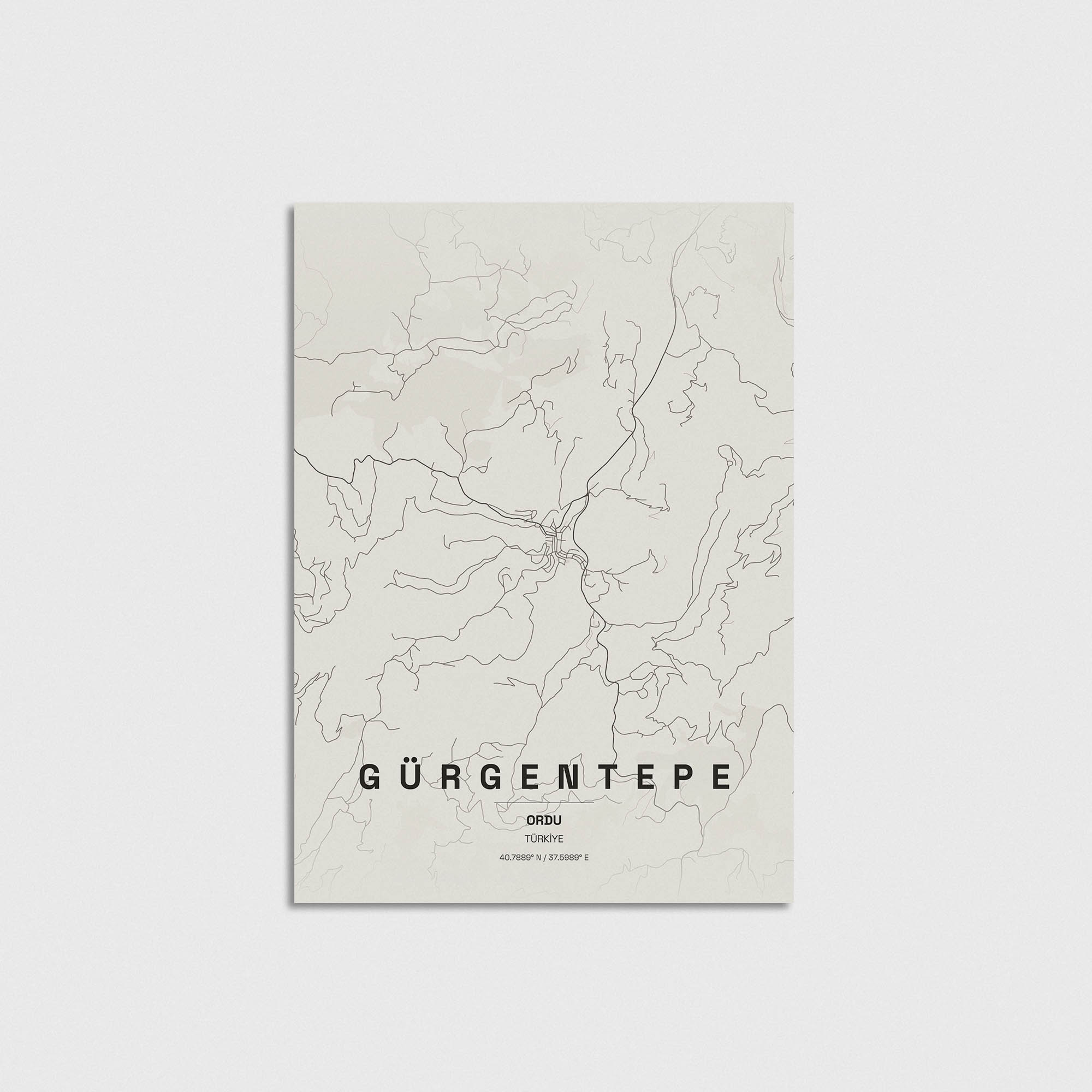 Ordu Gürgentepe İlçe Haritası Posteri - Görsel 3