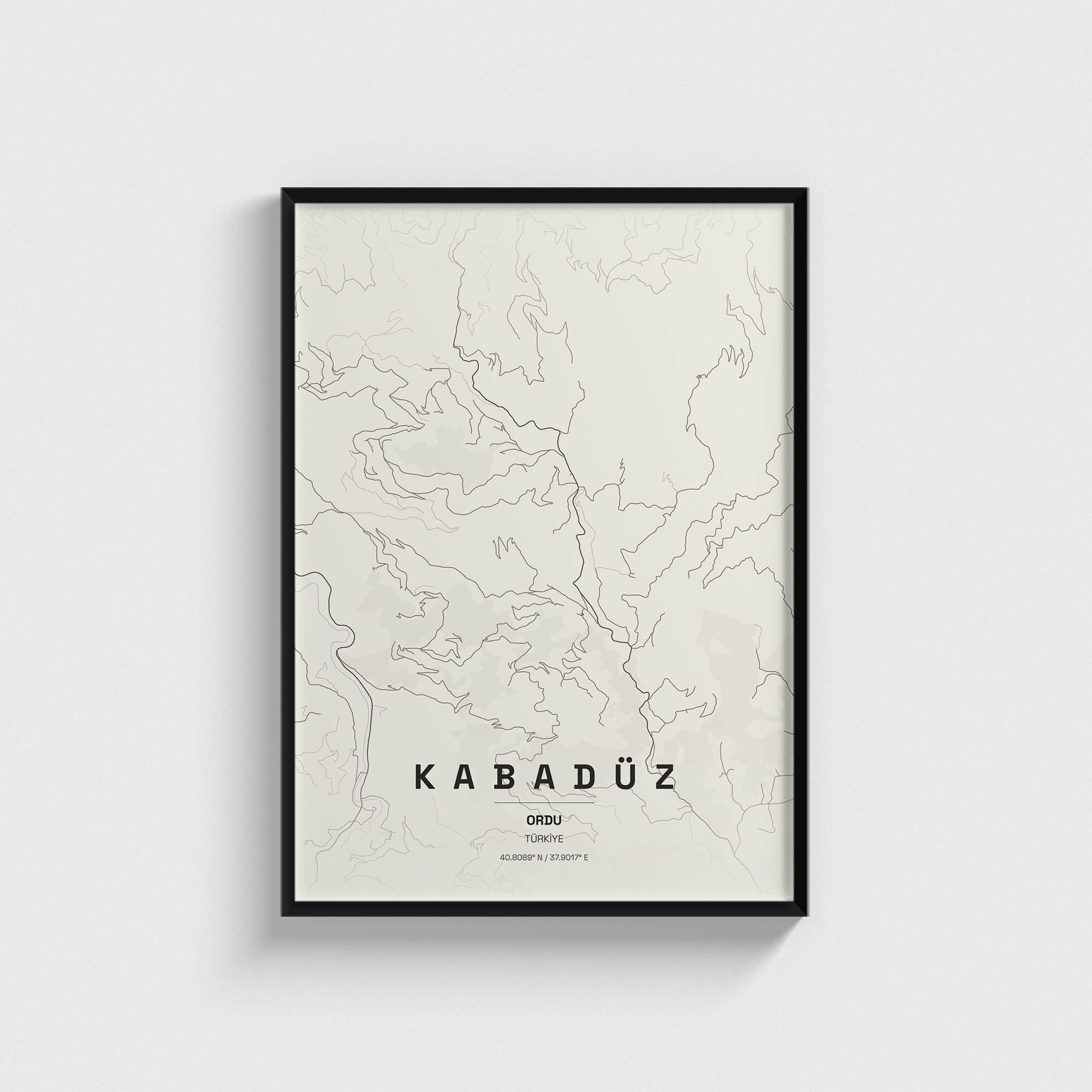 Ordu Kabadüz İlçe Haritası Posteri