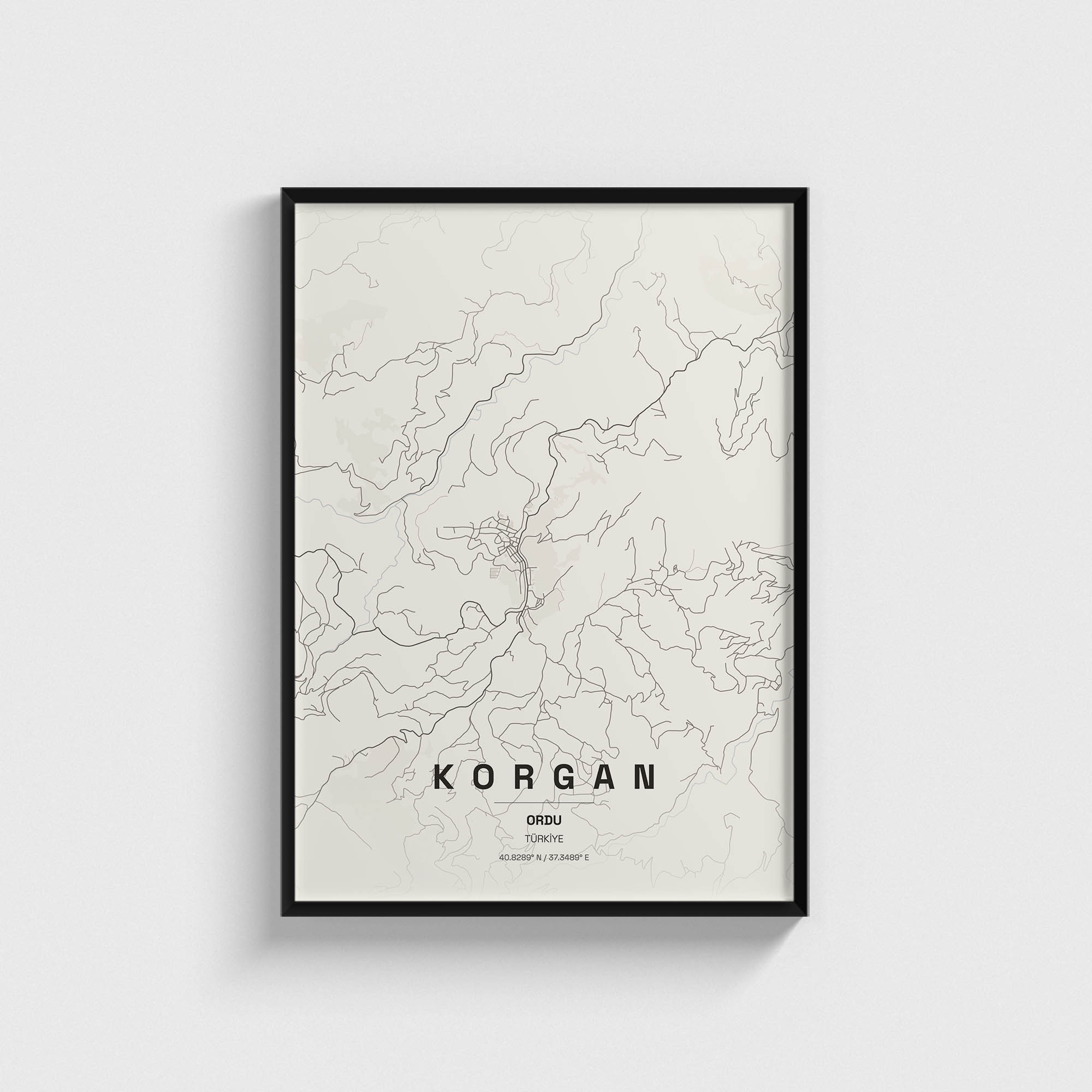 Ordu Korgan İlçe Haritası Posteri