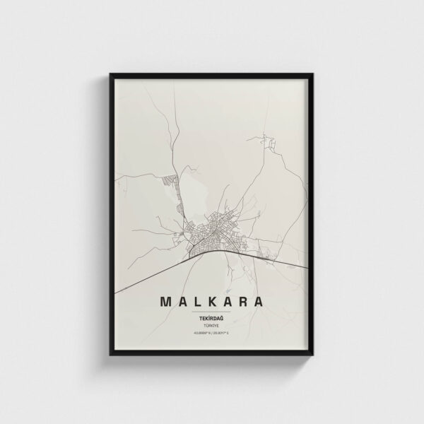 Tekirdağ Malkara İlçe Haritası Posteri