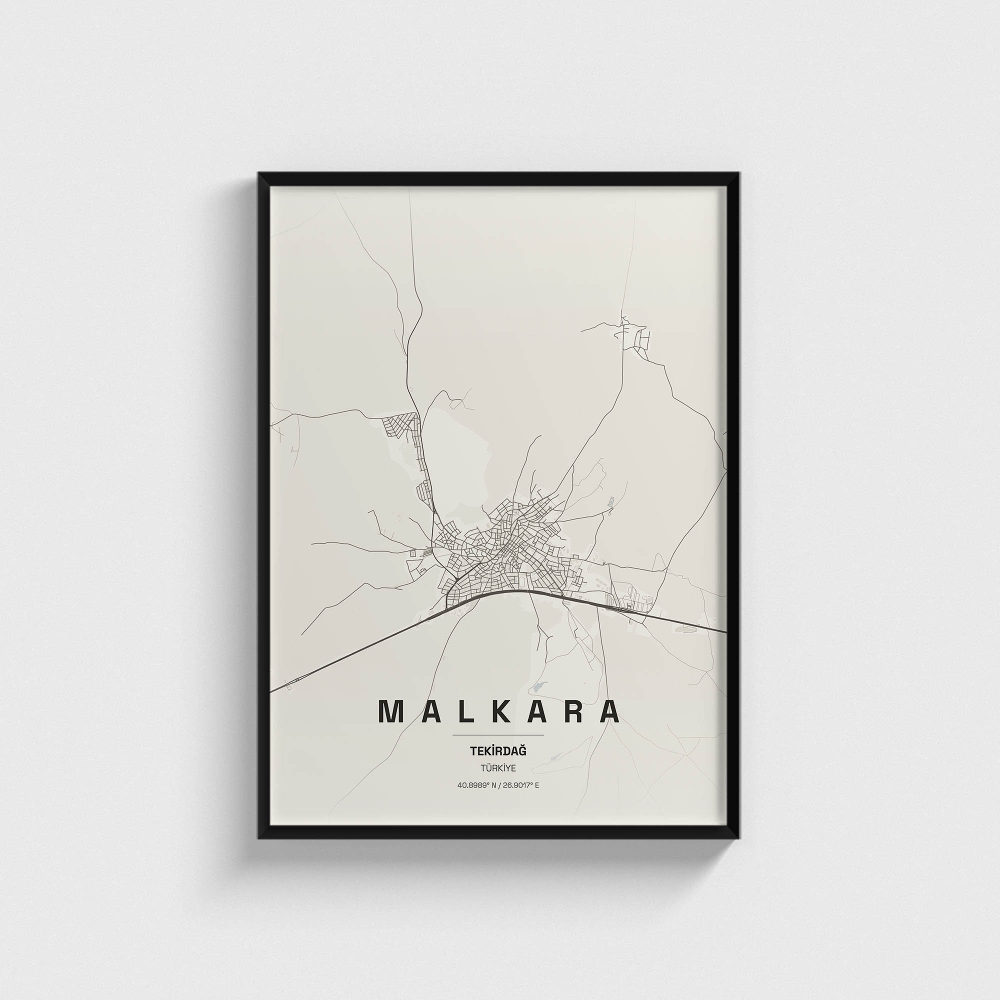 Tekirdağ Malkara İlçe Haritası Posteri