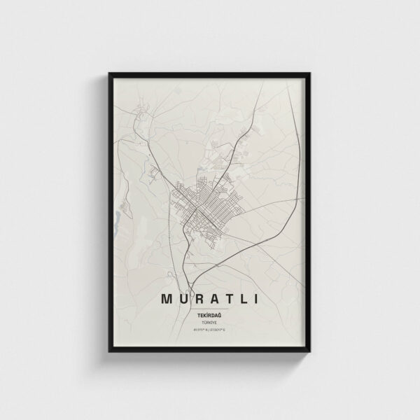 Tekirdağ Muratlı İlçe Haritası Posteri