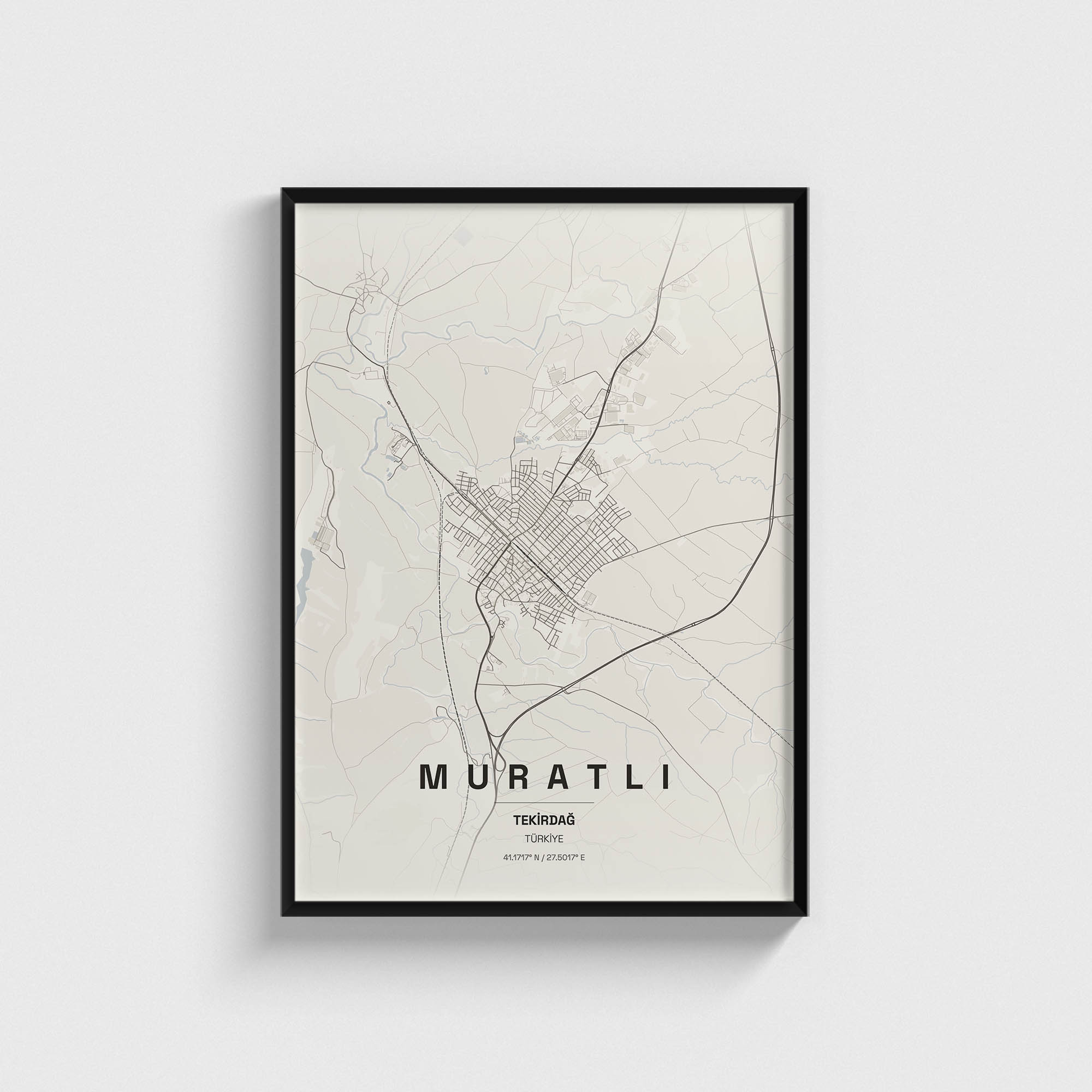 Tekirdağ Muratlı İlçe Haritası Posteri