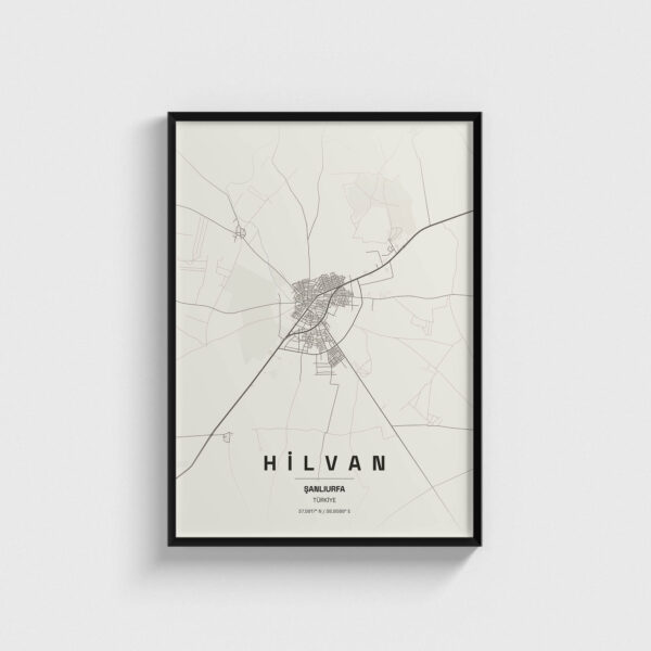 Şanlıurfa Hilvan İlçe Haritası Posteri