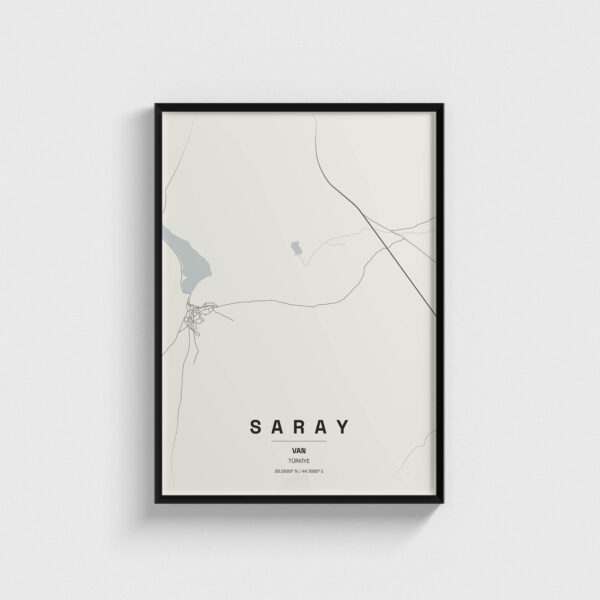 Van Saray İlçe Haritası Posteri