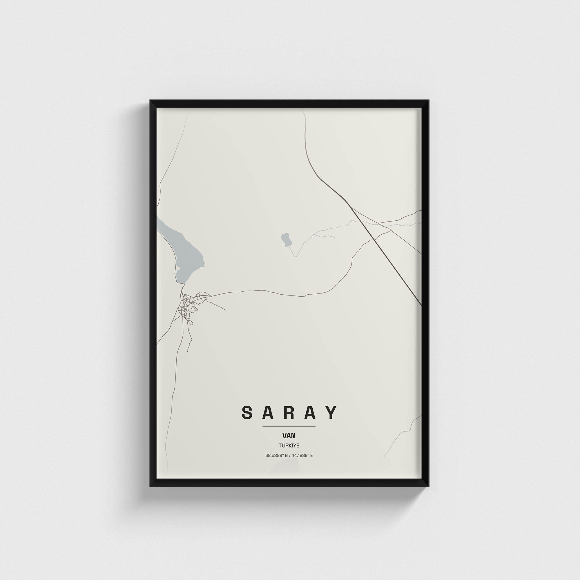 Van Saray İlçe Haritası Posteri