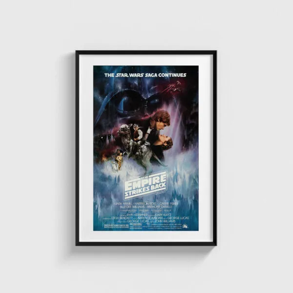 Siyah çerçeveli Star Wars: The Empire Strikes Back film posteri, dekoratif duvar tablosu.