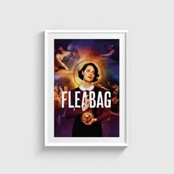 Fleabag dizisi temalı, beyaz çerçeveli şık dekoratif duvar tablosu.