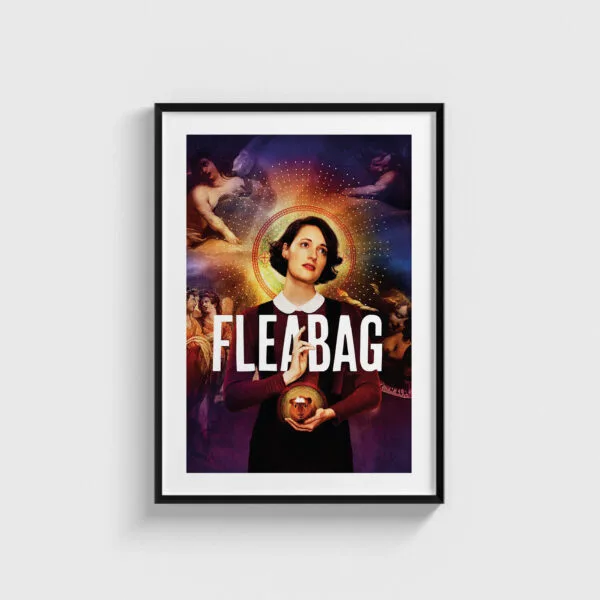 Fleabag dizisi temalı, siyah çerçeveli şık dekoratif duvar tablosu.