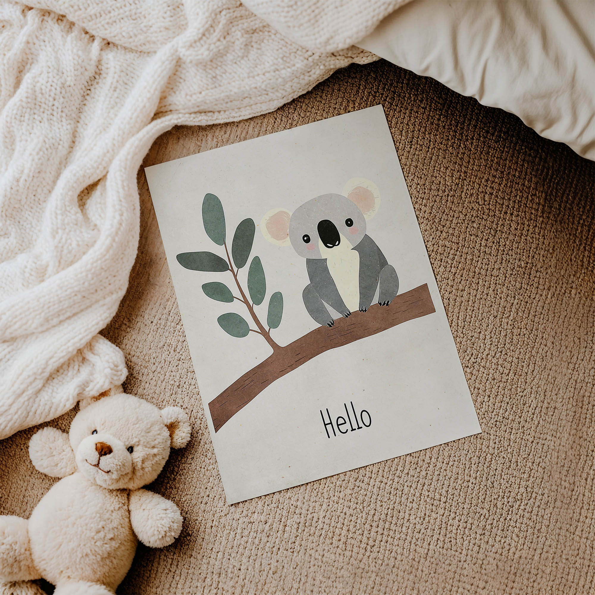 Dallarda Sevimli Koala Çocuk Odası Duvar Posteri Çerçeveli Tablo Dekorasyon - Görsel 3
