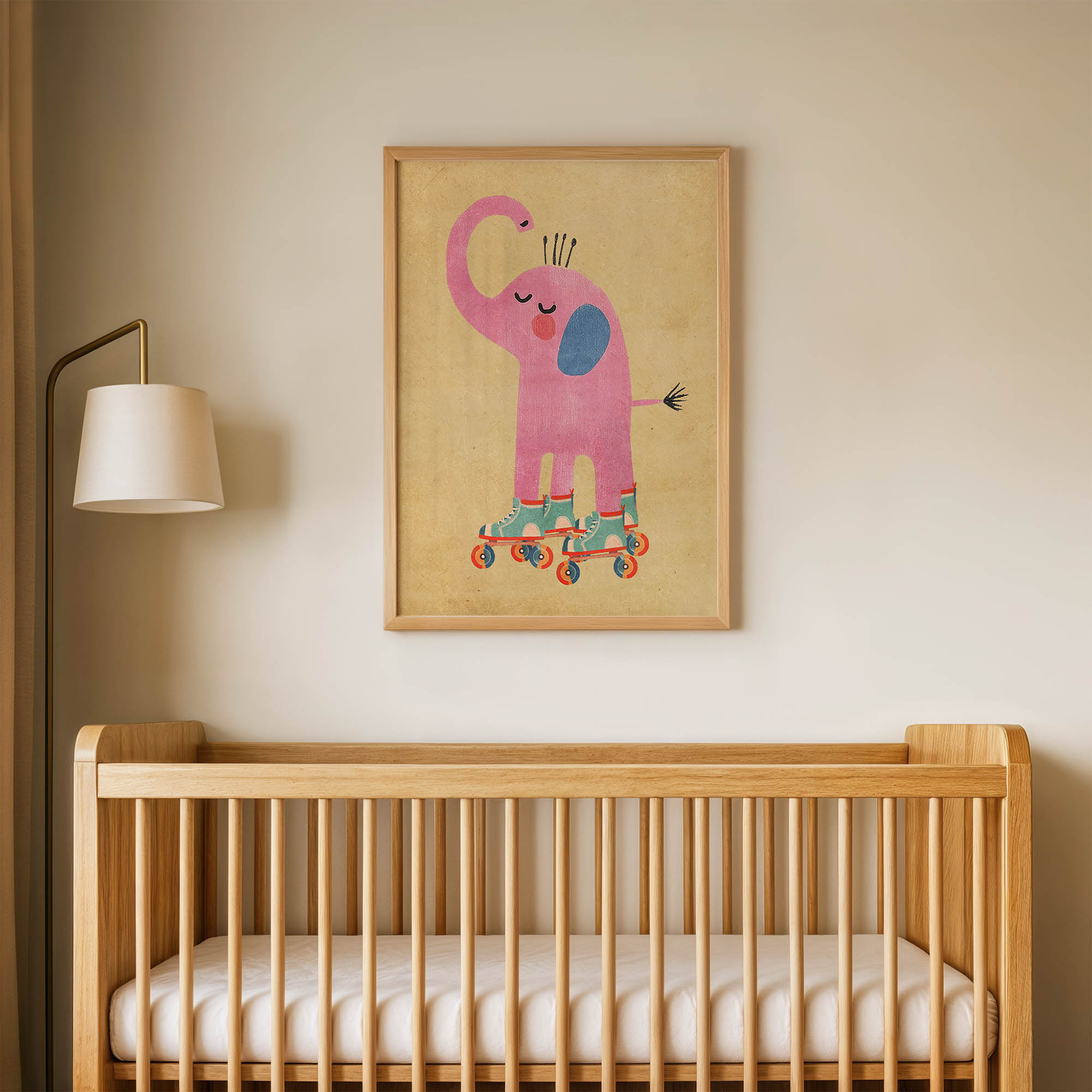 Patenli Pembe Fil Çocuk Odası Duvar Posteri Çerçeveli Tablo Dekorasyon