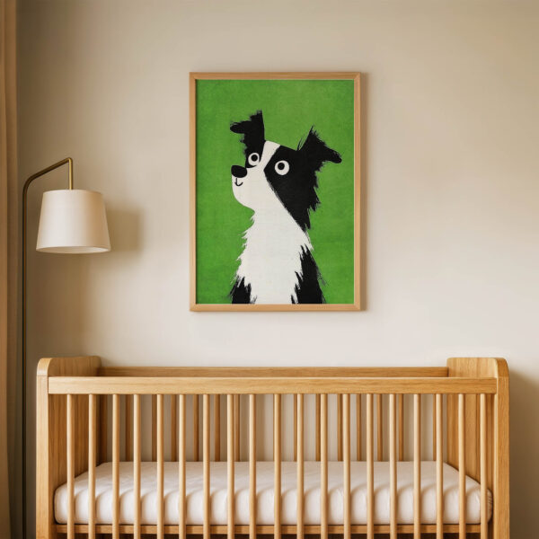 Yukarı Bakan Köpek Çocuk Odası Duvar Posteri Çerçeveli Tablo Dekorasyon