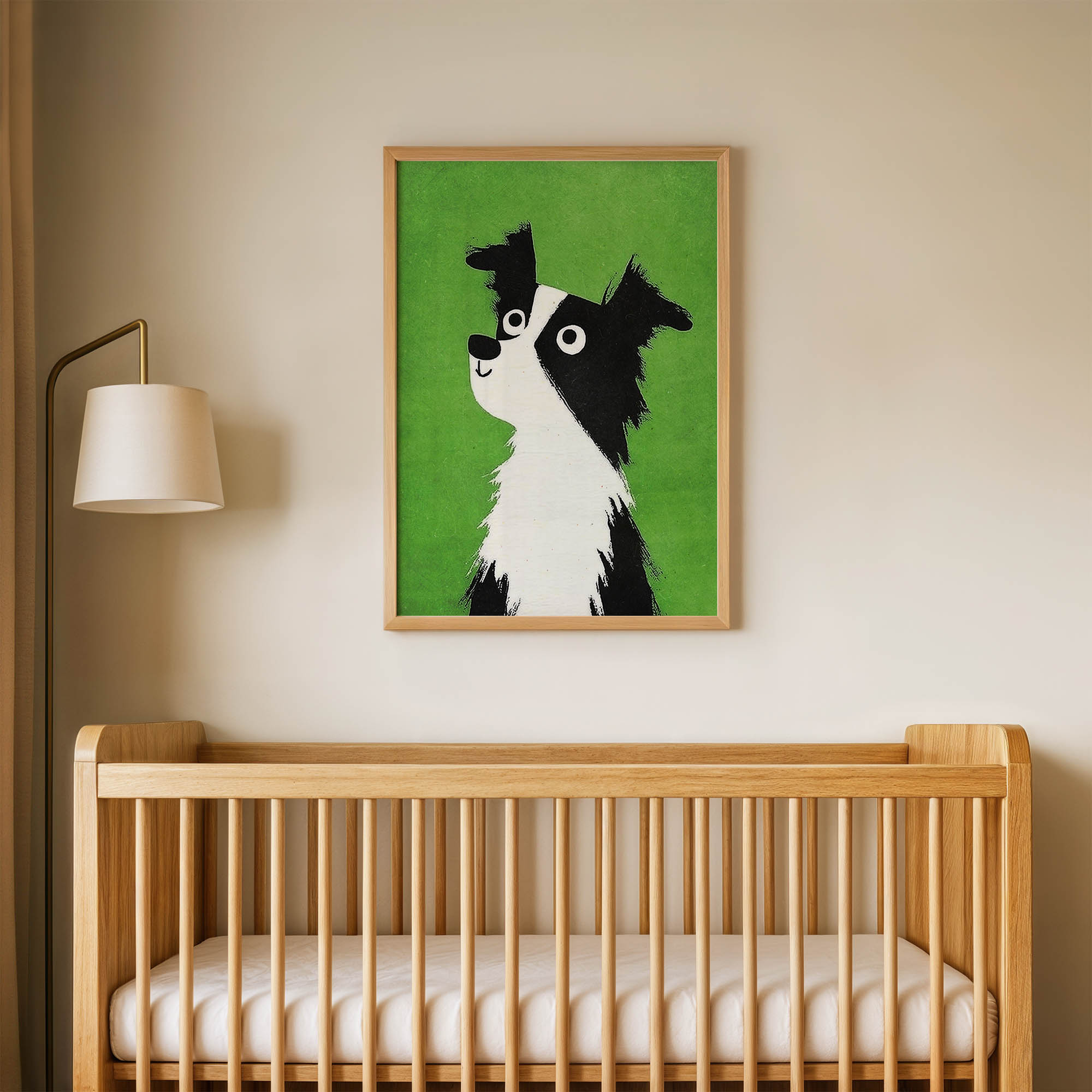 Yukarı Bakan Köpek Çocuk Odası Duvar Posteri Çerçeveli Tablo Dekorasyon