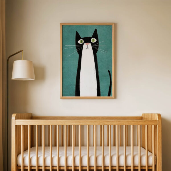 Smokinli Sevimli Kedi Çocuk Odası Duvar Posteri Çerçeveli Tablo Dekorasyon