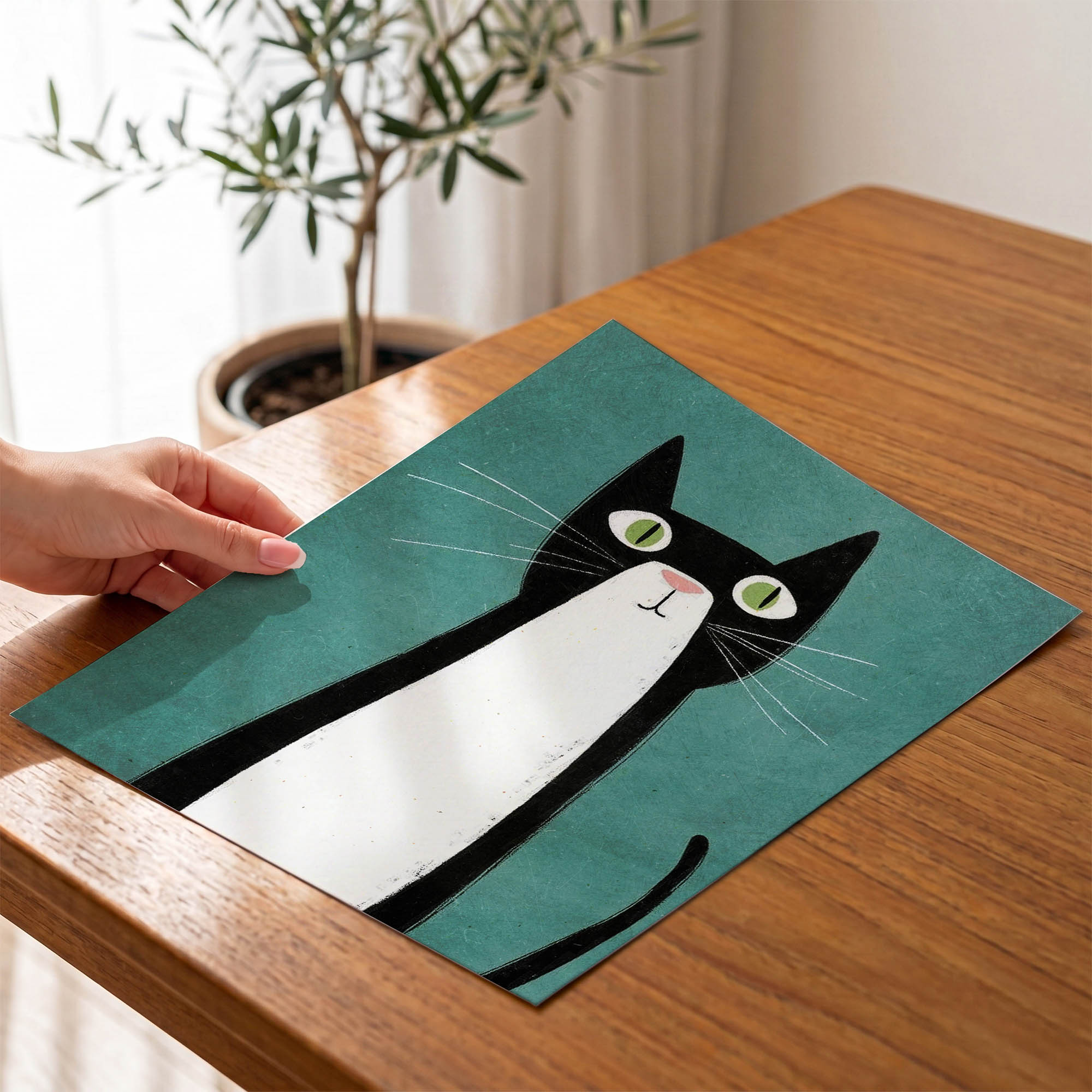 Smokinli Sevimli Kedi Çocuk Odası Duvar Posteri Çerçeveli Tablo Dekorasyon - Görsel 4