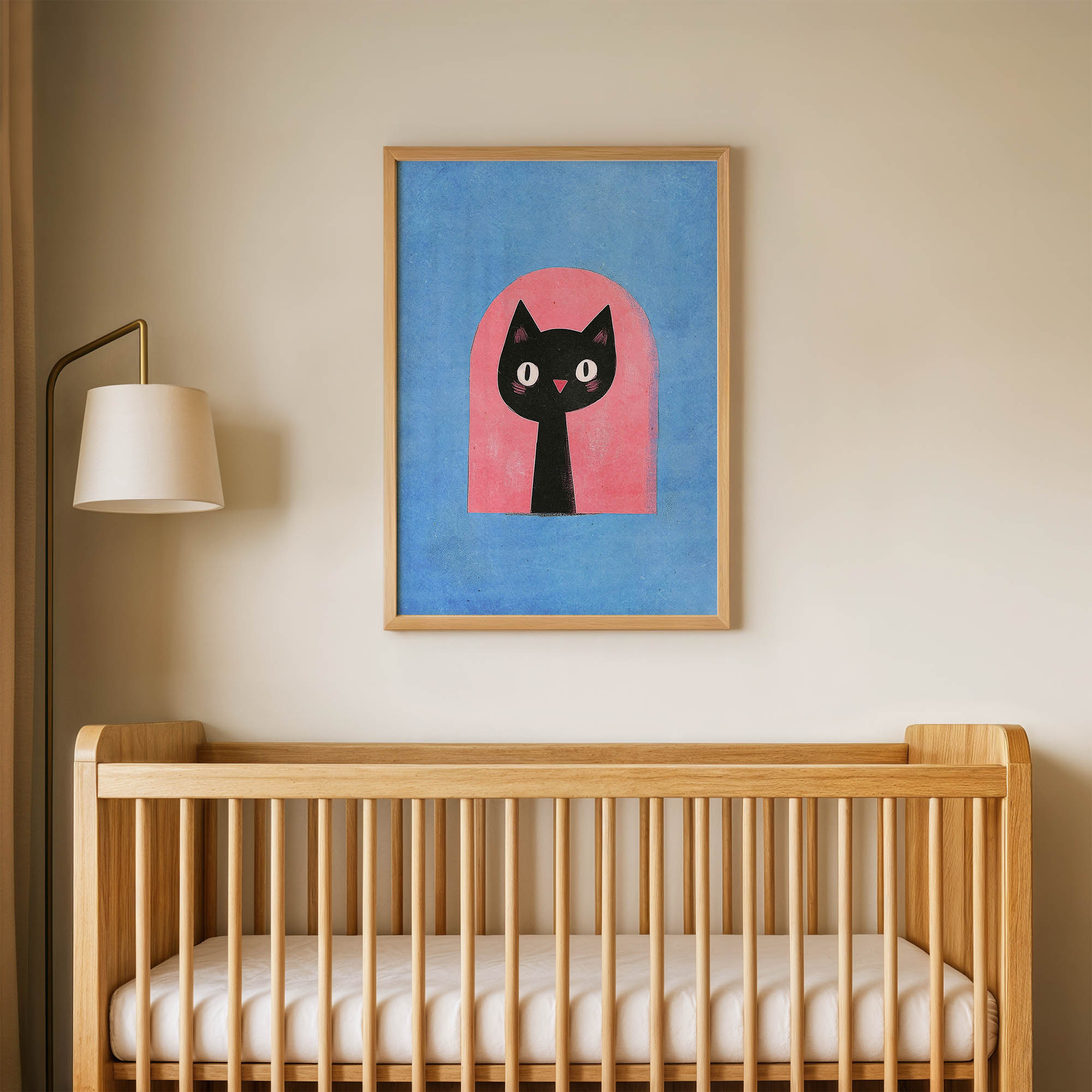 Penceredeki Siyah Kedi Çocuk Odası Duvar Posteri Çerçeveli Tablo Dekorasyon