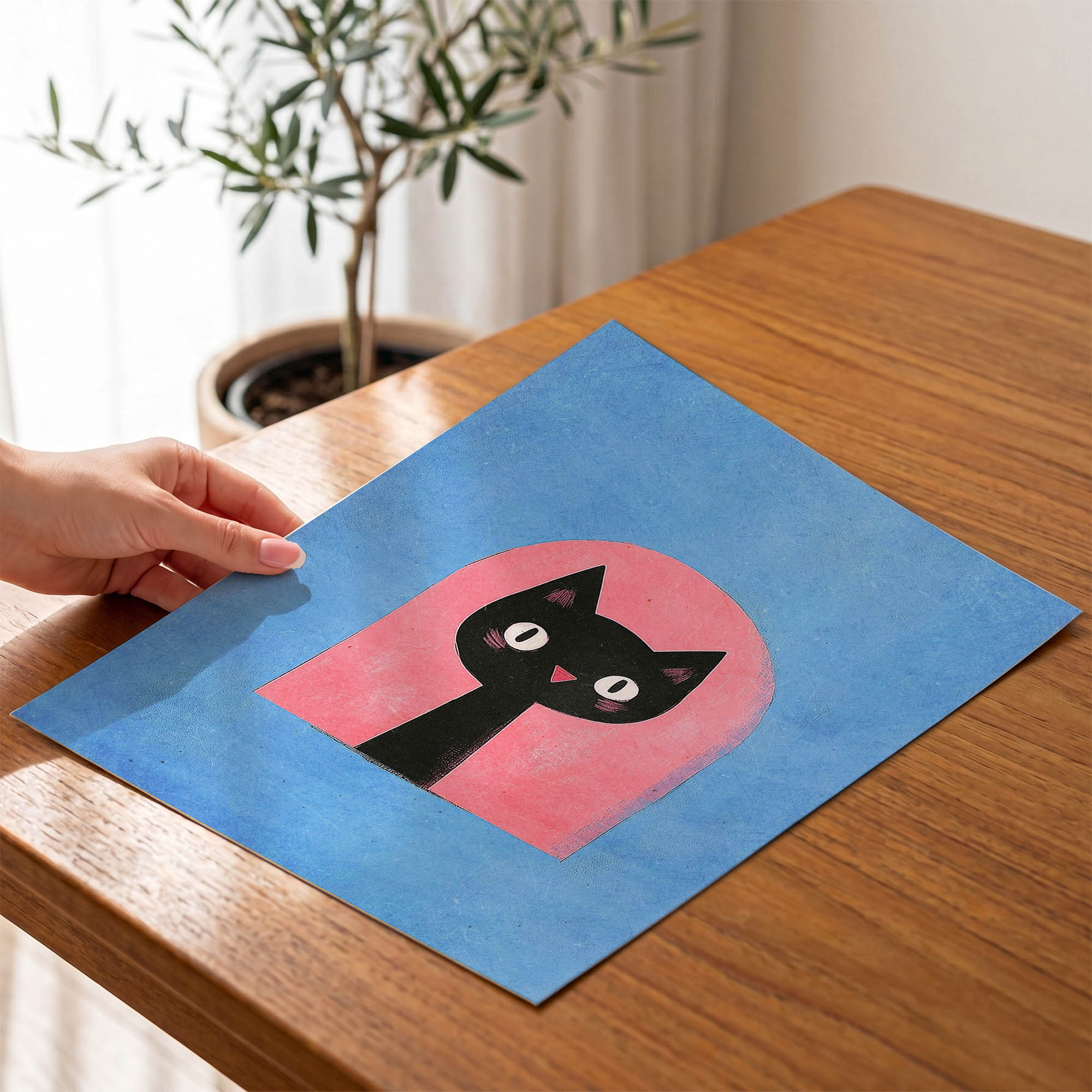 Penceredeki Siyah Kedi Çocuk Odası Duvar Posteri Çerçeveli Tablo Dekorasyon - Görsel 4
