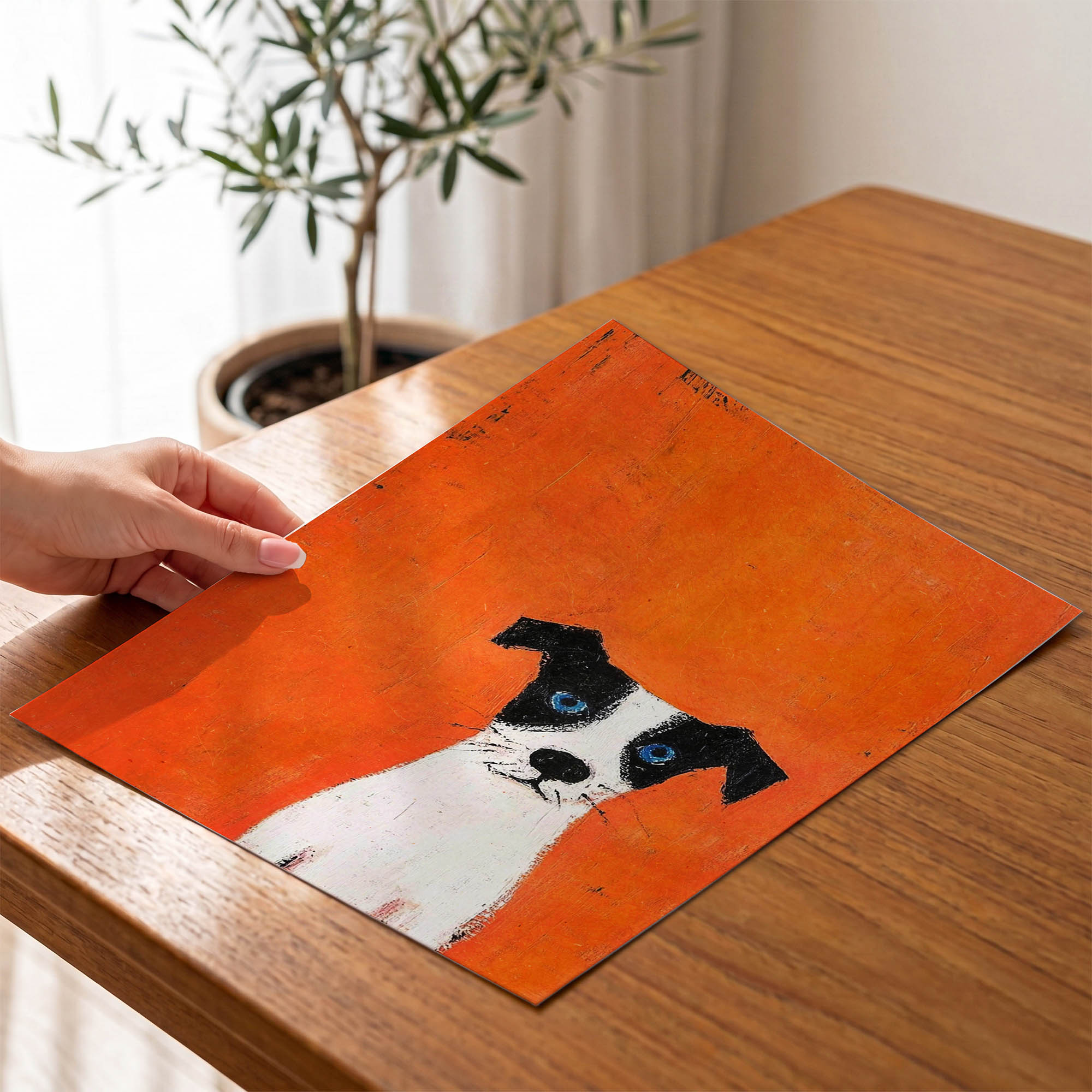 Turuncu Zeminli Köpek Çocuk Odası Duvar Posteri Çerçeveli Tablo Dekorasyon - Görsel 4