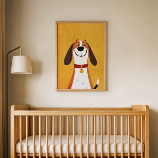 Tasmalı Sevimli Köpek Çocuk Odası Duvar Posteri Çerçeveli Tablo Dekorasyon