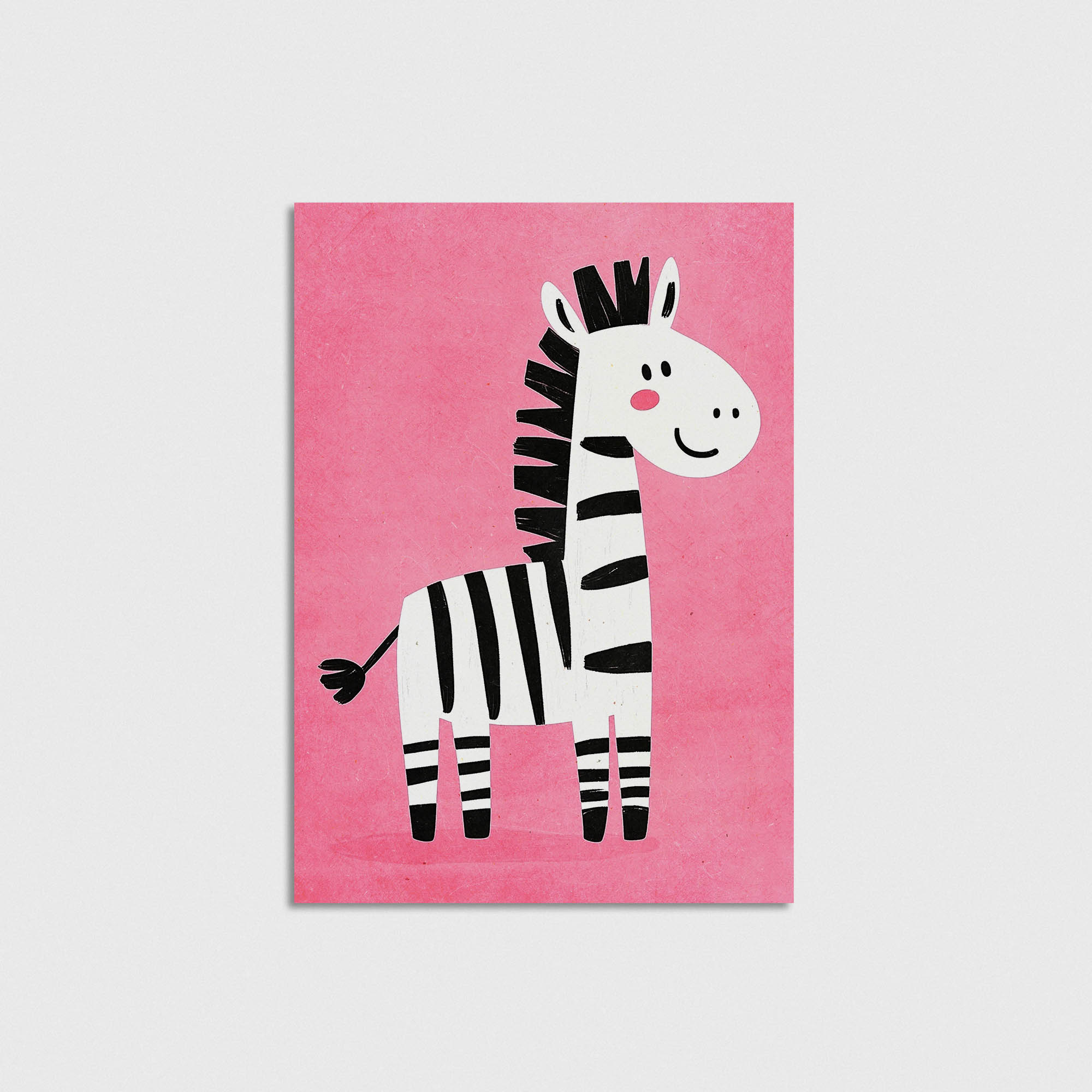 Pembe Zeminli Zebra Çocuk Odası Duvar Posteri Çerçeveli Tablo Dekorasyon - Görsel 5