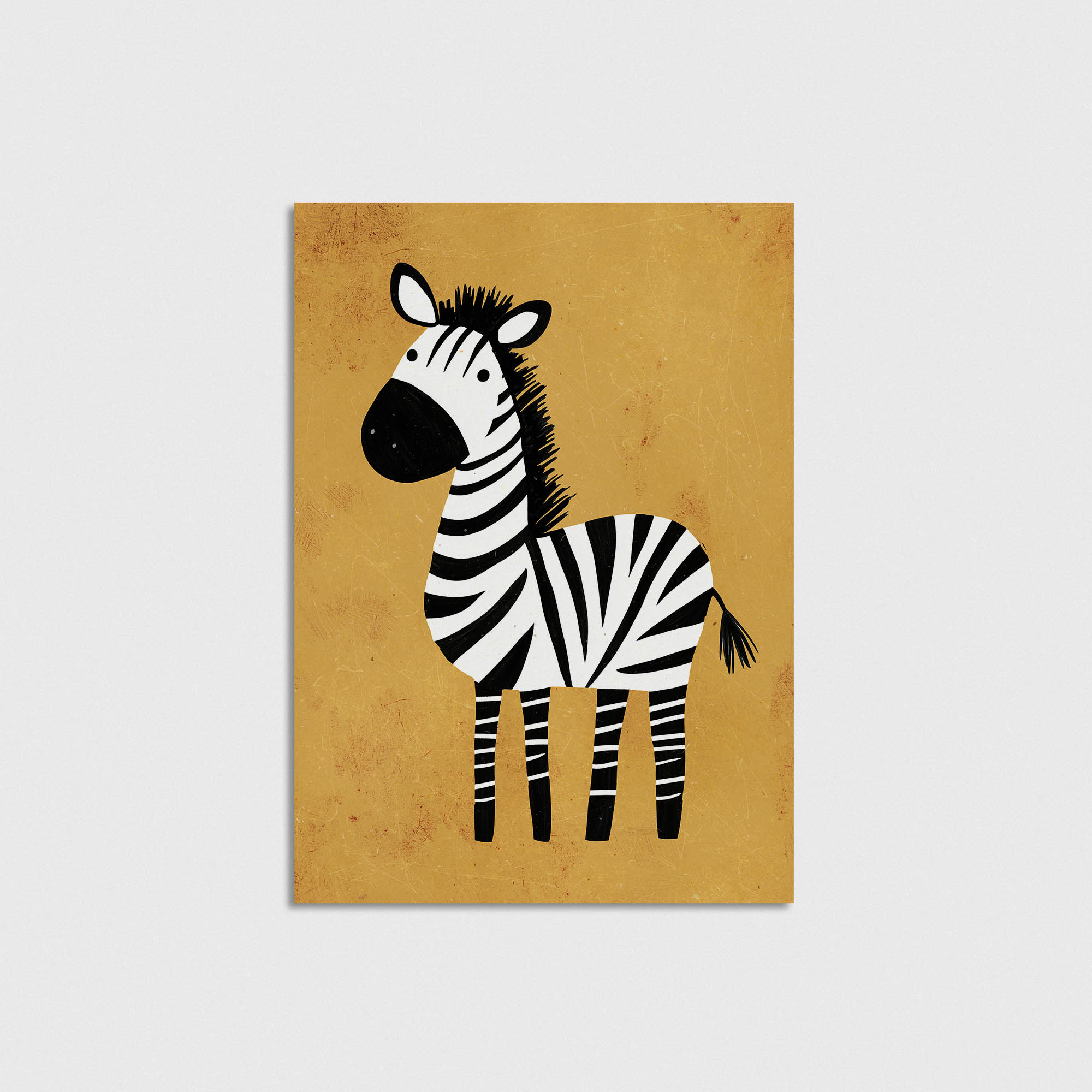 Sarı Zeminli Zebra Çocuk Odası Duvar Posteri Çerçeveli Tablo Dekorasyon - Görsel 5