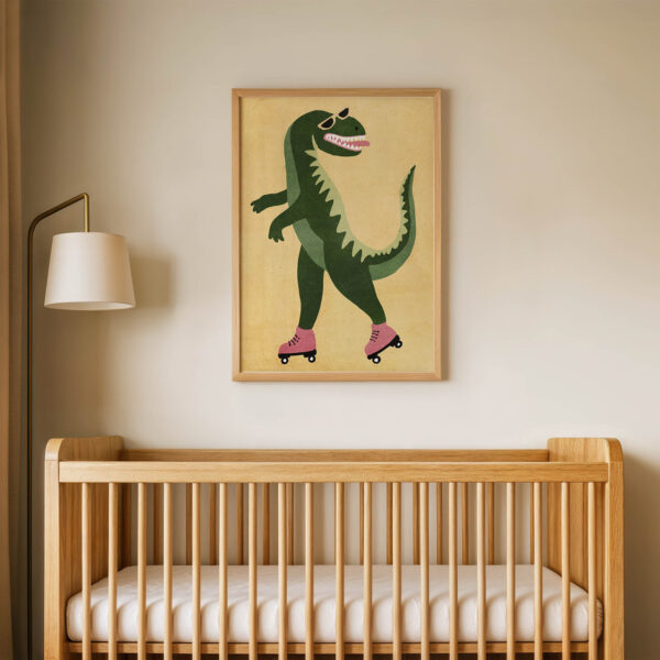 Patenli Sevimli Dinozor Çocuk Odası Duvar Posteri Çerçeveli Tablo Dekorasyon