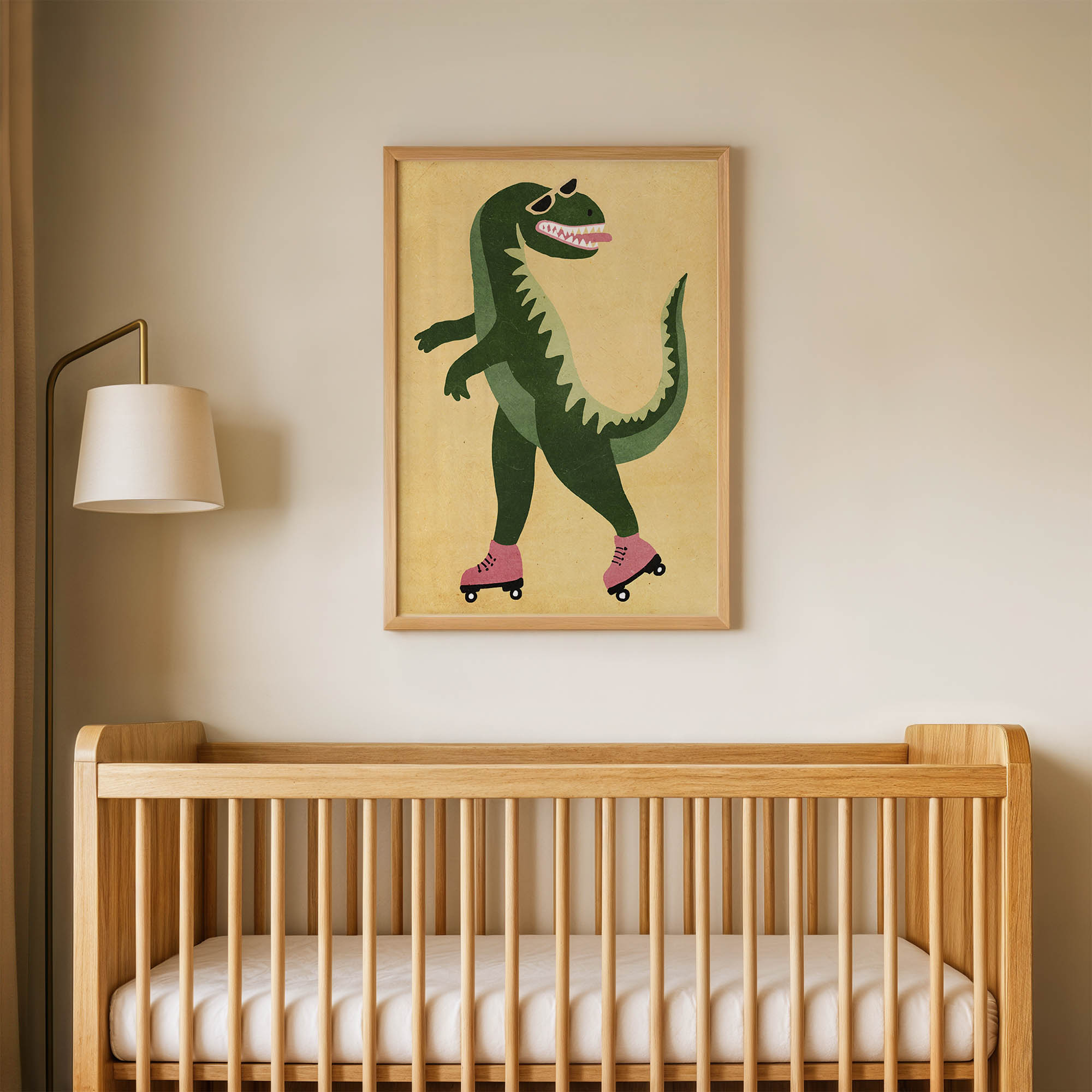 Patenli Sevimli Dinozor Çocuk Odası Duvar Posteri Çerçeveli Tablo Dekorasyon