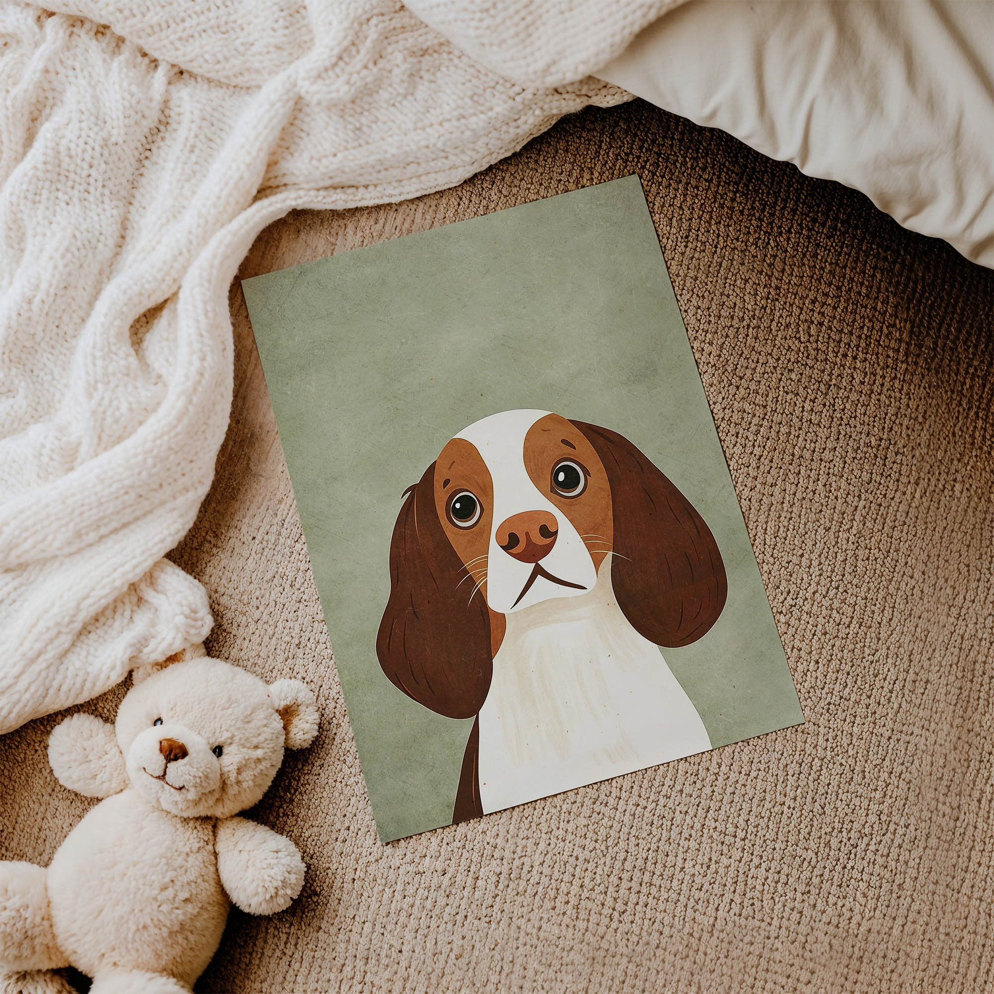 Uzun Kulaklı Köpek Çocuk Odası Duvar Posteri Çerçeveli Tablo Dekorasyon - Görsel 3
