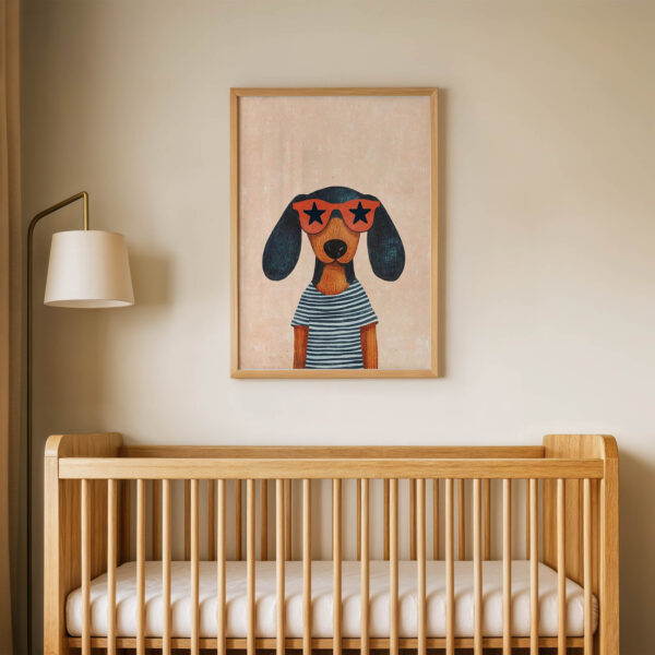 Yıldız Gözlüklü Köpek Çocuk Odası Duvar Posteri Çerçeveli Tablo Dekorasyon